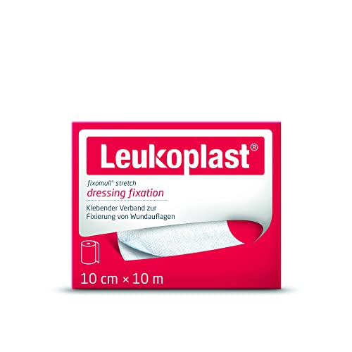 Fixomull® stretch von Leukoplast®, vollflächige Fixierung, 10 cm x 10 m, 1 Rolle, für empfindliche Haut von Leukoplast