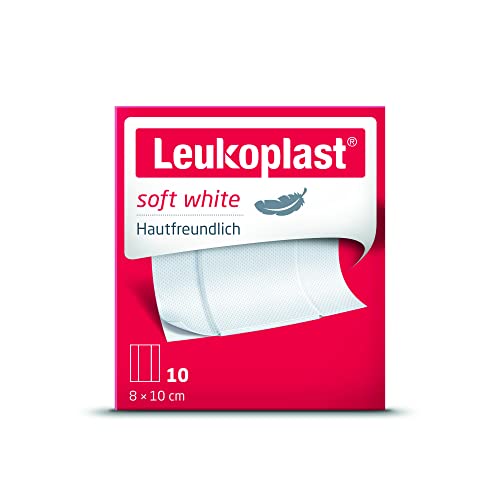 Leukoplast® soft white, weißes Pflaster, 8 x 10 cm, 10 Stück, hautfreundlich von Leukoplast