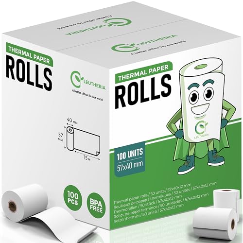 100 EC-Cash Rollen - Thermopapierrolle für Kreditkarten - 57x40x12mm XL LÄNGE 15M - Thermorollen für Kassenbon/EC-Kartenbeleg/CB-Rolle/Drucker - ohne BPA 100 EC-Cash Rollen - Thermopapierrolle für Kreditkarten - 57x40x12mm XL LÄNGE 15M - Thermorollen für Kassenbon/EC-Kartenbeleg/CB-Rolle/Drucker - ohne BPA von Leutheria