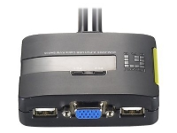 LevelOne 2-Port-Kabel-KVM-Switch, VGA, USB, Audio, 2048 x 1536 Pixel, Schwarz von Level One