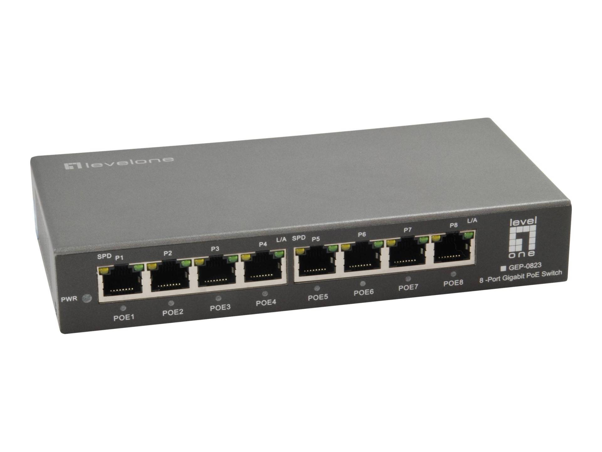 LevelOne Switch  8x GE GEP-0823                 120W  8xPoE+ von Level One
