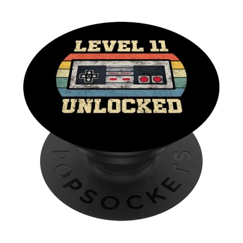 Level 11 Unlocked - Lustiger 11 Jahre alter Gamer 11. Geburtstag PopSockets Klebender PopGrip von Level Unlocked Gaming Edition Birthday Gifts By Mj