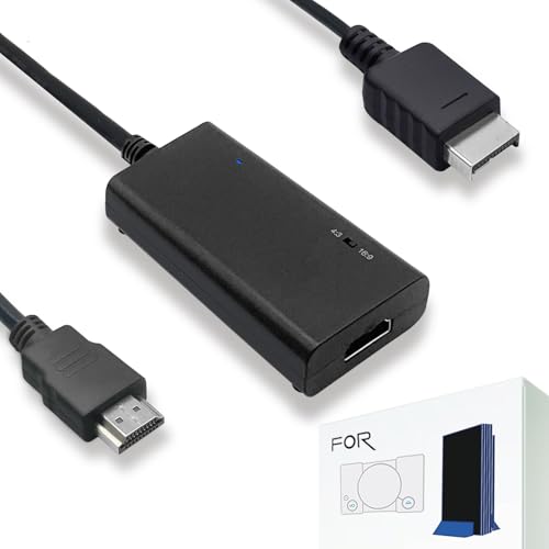 LevelHike HDMI Kabel für Playstation 2 & Playstation 1 Konsole (PS2 & PS1), PS1/PS2 auf HDMI Adapter mit True RGB Signalausgang (100% verbesserte Videoqualität), HD Konverter mit 4:3/16:9 Switch von LevelHike