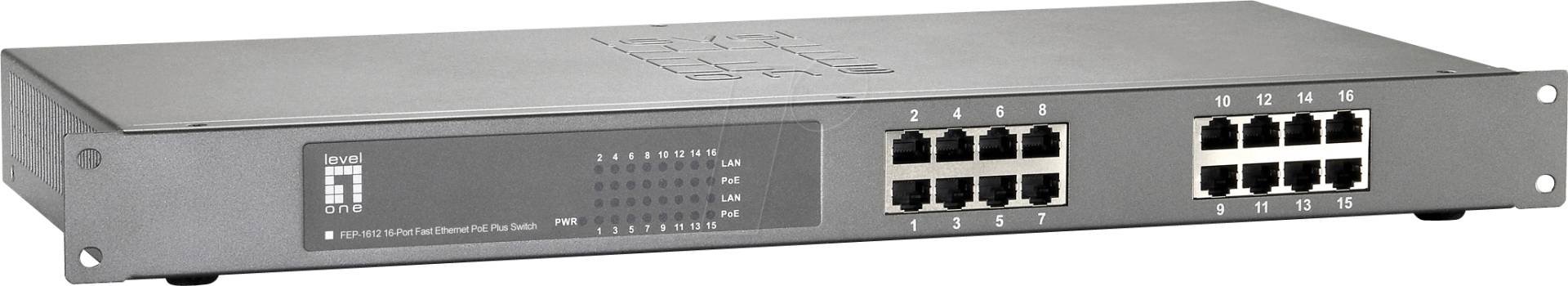 LEVELONE F161238 - Switch, 16-Port, Fast Ethernet, PoE von LevelOne