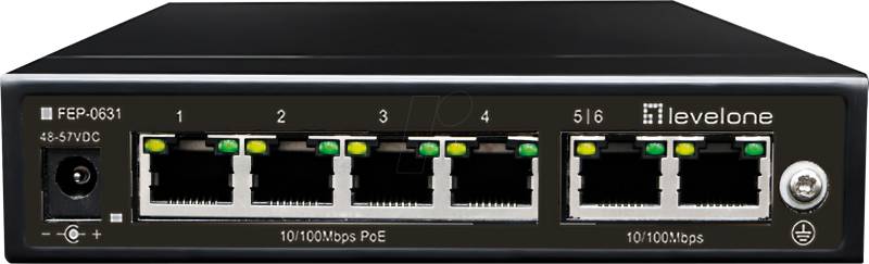 LEVELONE FEP0631 - Switch, 6-Port, Fast Ethernet, PoE+ von LevelOne
