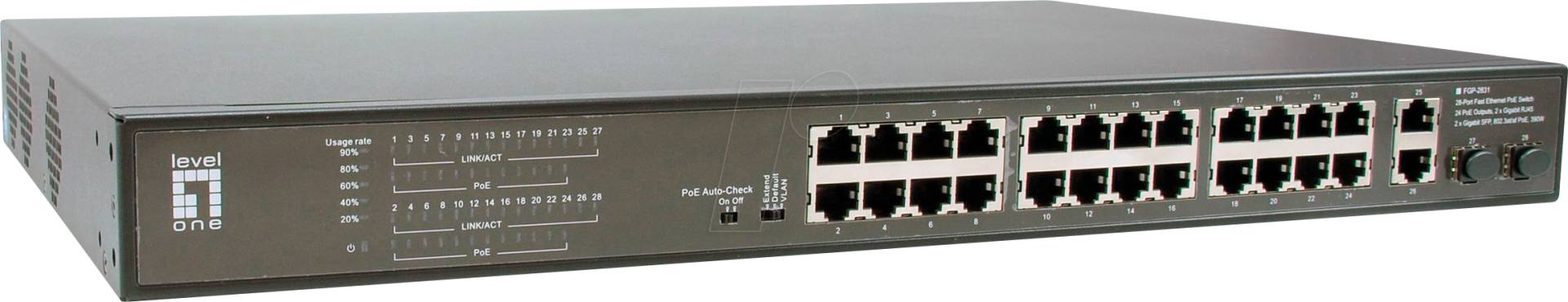 LEVELONE FGP2831 - Switch, 28-Port, Fast Ethernet, SFP, PoE+ von LevelOne