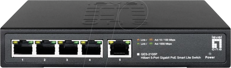 LEVELONE GE2105P - Switch, 5-Port, Gigabit Ethernet, PoE+ von LevelOne