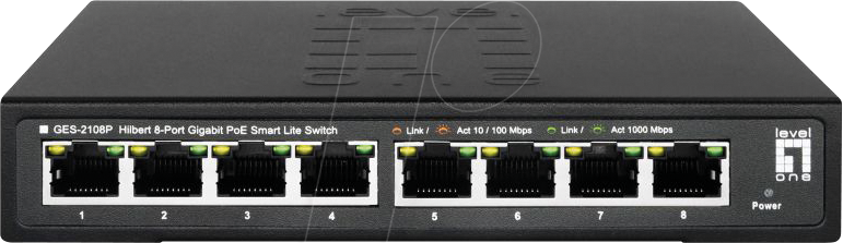 LEVELONE GE2108P - Switch, 8-Port, Gigabit Ethernet, PoE+ von LevelOne