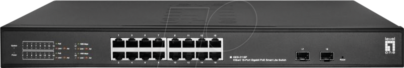 LEVELONE GE2118P - Switch, 18-Port, Gigabit Ethernet, SFP, PoE+ von LevelOne