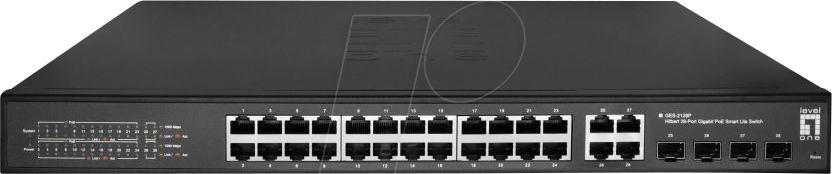 LEVELONE GE2128P - Switch, 28-Port, Gigabit Ethernet, RJ45/SFP, PoE+ von LevelOne