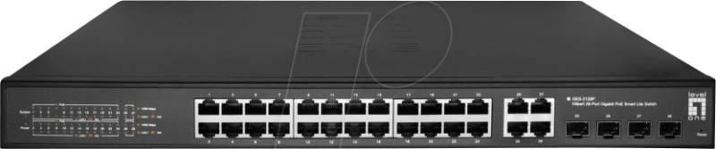 LEVELONE GE2128P - Switch, 28-Port, Gigabit Ethernet, RJ45/SFP, PoE+ von LevelOne