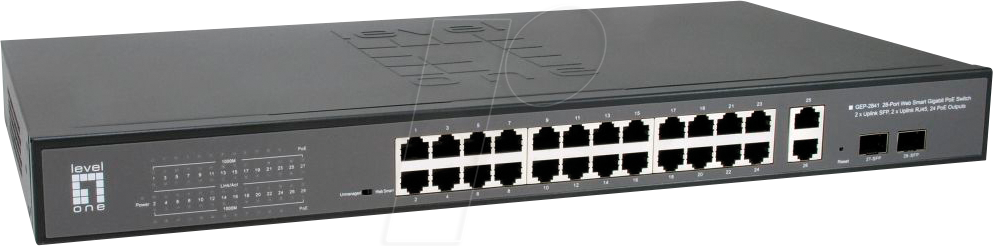 LEVELONE GEP2841 - Switch, 28-Port, Gigabit Ethernet, PoE++, SFP von LevelOne