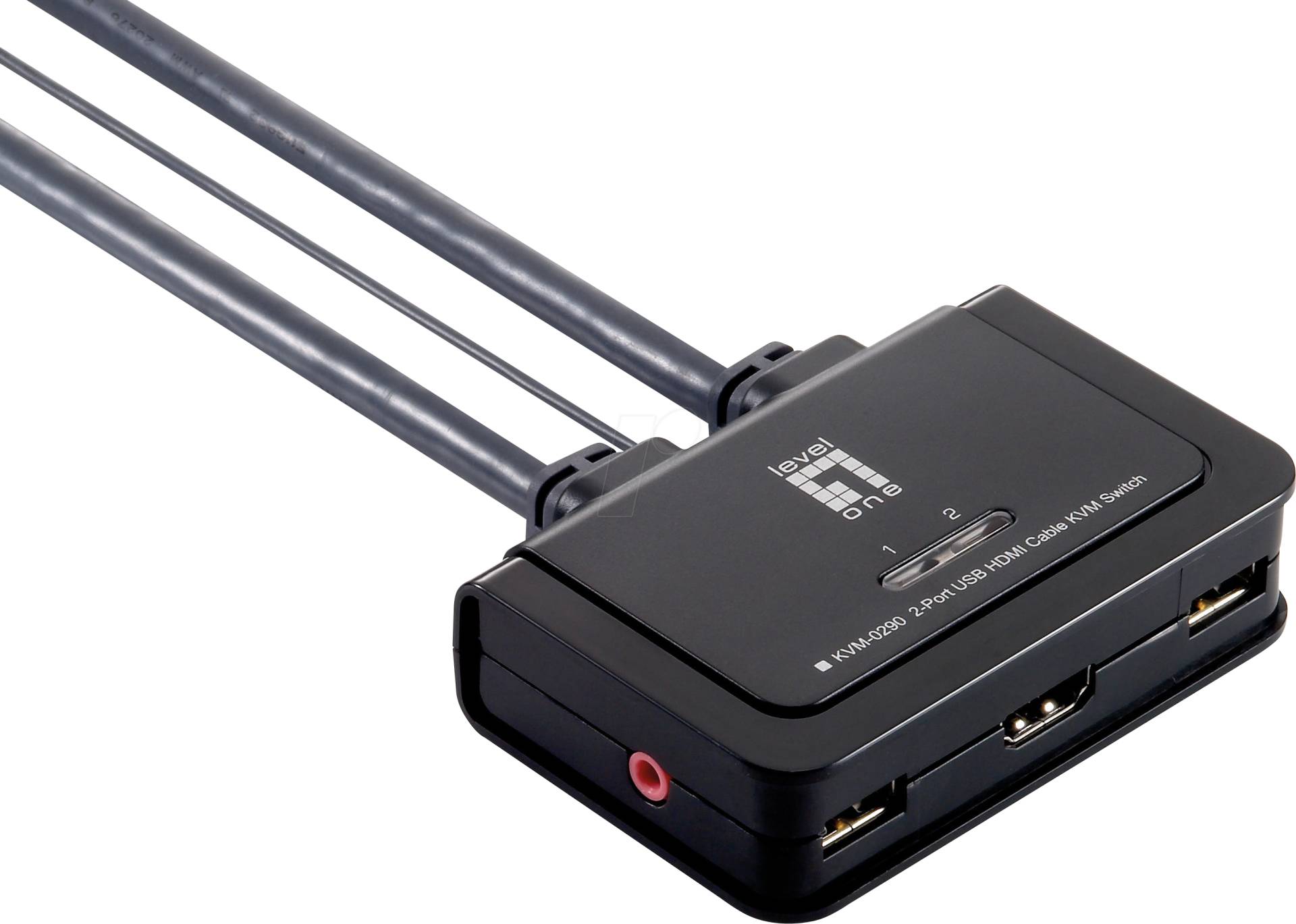 LEVELONE KVM0290 - 2-Port Kabel KVM Switch, HDMI, USB, Audio von LevelOne