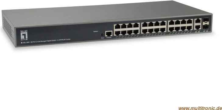 Level One GEL-2681 - Switch - L3 Lite - verwaltet - 24 x 10/100/1000 + 2 x Kombi-Gigabit-SFP - an Rack montierbar von LevelOne