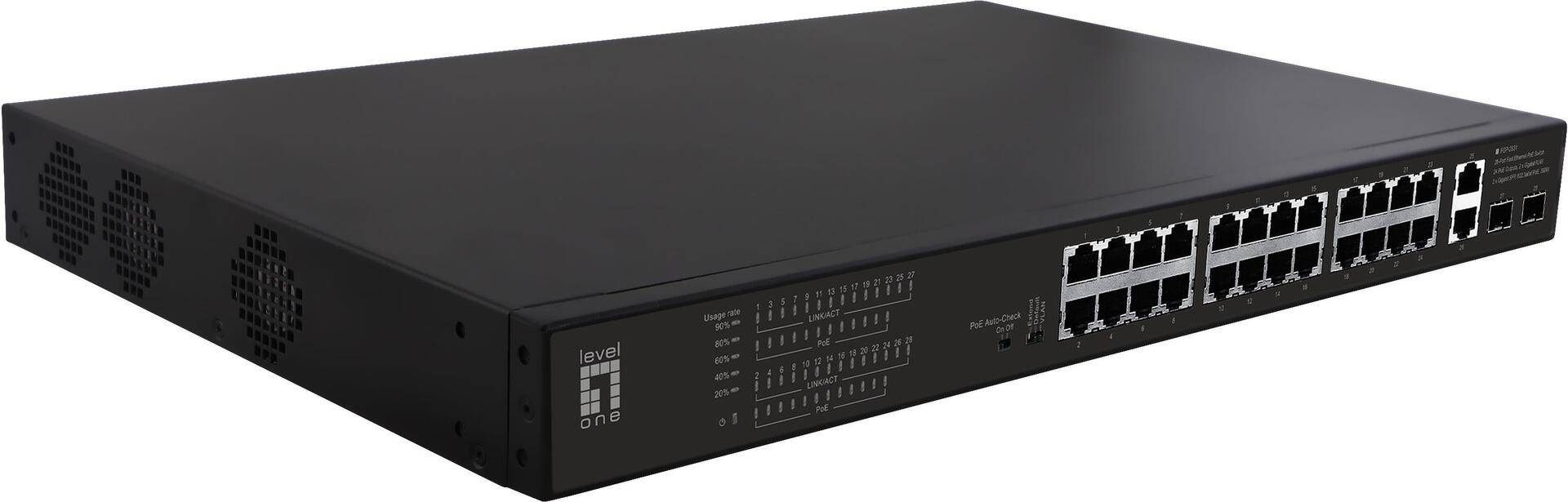 LevelOne FGP-2831 Netzwerk-Switch Unmanaged Fast Ethernet (10/100) Power over Ethernet (PoE) 1U Schwarz (FGP-2831) von LevelOne