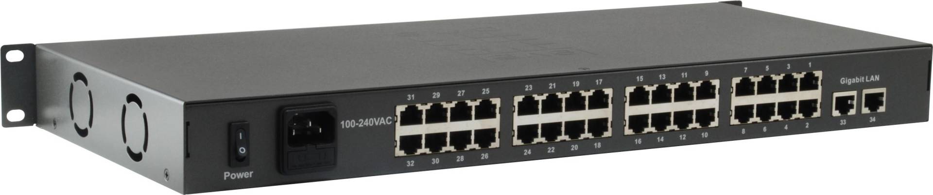 LevelOne FGP-3400W760 - Switch - 32 x 10/100 (PoE+) + 2 x 10/100/1000 - Desktop, an Rack montierbar - PoE+ (760 W) von LevelOne