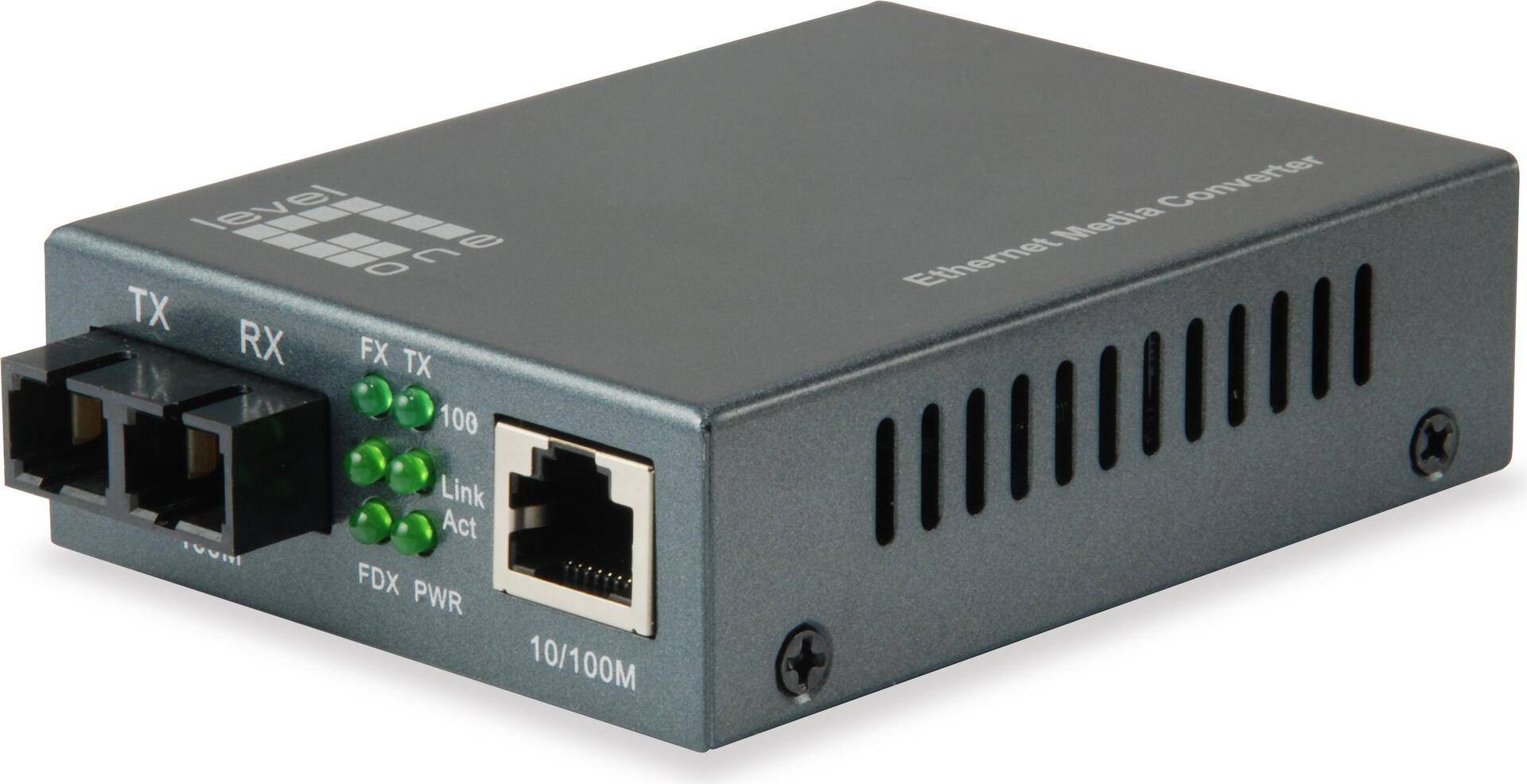 LevelOne FVT-1105 - Medienkonverter - 100Mb LAN - 10Base-T, 100Base-FX, 100Base-TX - RJ-45 / SC Single-Modus - bis zu 80 km - 1310 nm von LevelOne