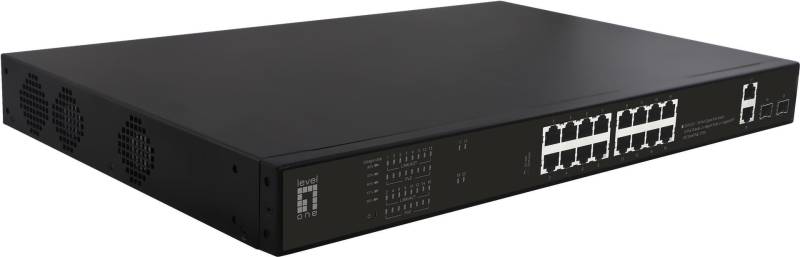LevelOne GEP-2021 - Switch - 16 x 10/100/1000 (PoE) + 2 x 10/100/1000 + 2 x Gigabit SFP (Uplink) - Desktop, an Rack montierbar - PoE (270 W) (GEP-2021) von LevelOne