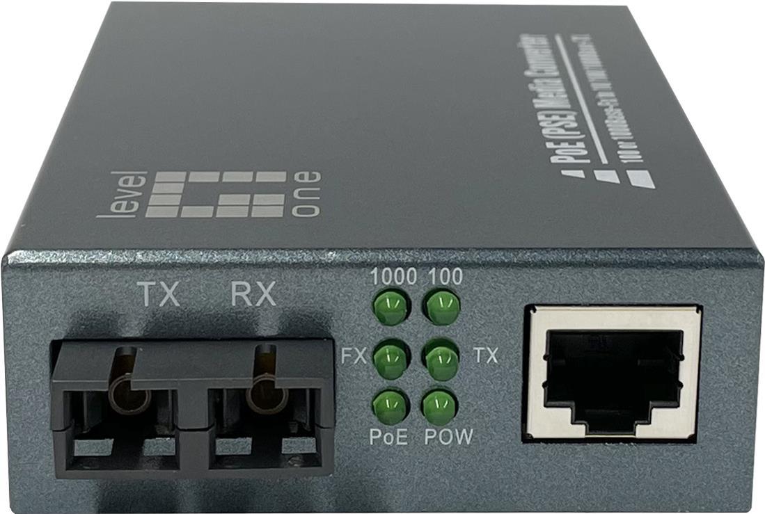 LevelOne Gigabit RJ45 zu SC Mediakonverter - PoE PSE - Multi-Mode Glasfaser - 0.5km - 1000 Mbit/s - IEEE 802.3 - IEEE 802.3ab - IEEE 802.3af - IEEE 802.3at - IEEE 802.3u - IEEE 802.3x - IEEE 802.3z - 10,100,1000 Mbit/s - 10BASE-T - 100BASE-T - 1000BASE-T - Voll - Halb - SC (GVT-2013) LevelOne Gigabit RJ45 zu SC Mediakonverter - PoE PSE - Multi-Mode Glasfaser - 0.5km - 1000 Mbit/s - IEEE 802.3 - IEEE 802.3ab - IEEE 802.3af - IEEE 802.3at - IEEE 802.3u - IEEE 802.3x - IEEE 802.3z - 10,100,1000 Mbit/s - 10BASE-T - 100BASE-T - 1000BASE-T - Voll - Halb - SC (GVT-2013) von LevelOne