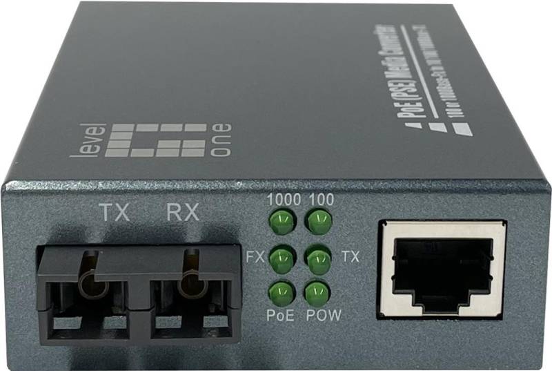 LevelOne Gigabit RJ45 zu SC Mediakonverter - PoE PSE - Multi-Mode Glasfaser - 0.5km - 1000 Mbit/s - IEEE 802.3 - IEEE 802.3ab - IEEE 802.3af - IEEE 802.3at - IEEE 802.3u - IEEE 802.3x - IEEE 802.3z - 10,100,1000 Mbit/s - 10BASE-T - 100BASE-T - 1000BASE-T - Voll - Halb - SC (GVT-2013) von LevelOne