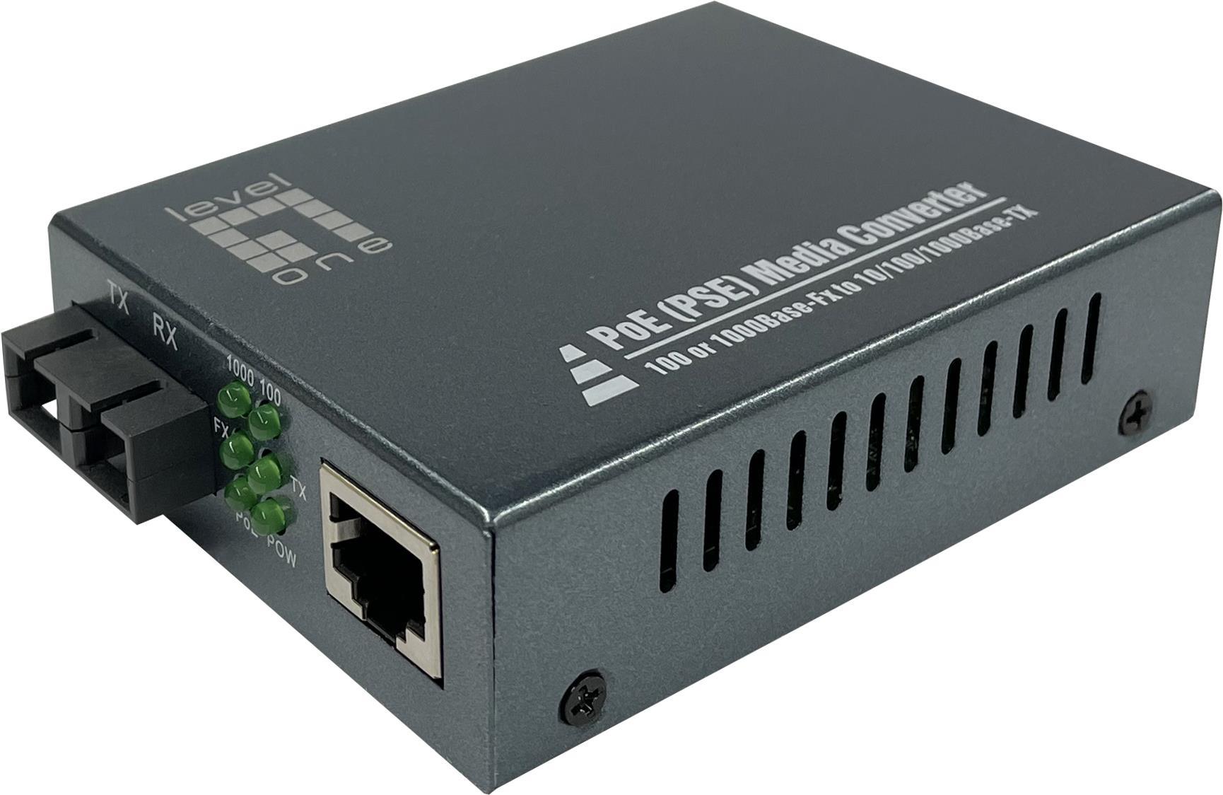 LevelOne Gigabit RJ45 zu SC Mediakonverter - PoE PSE - Single-Mode Glasfaser - 20km - 1000 Mbit/s - IEEE 802.3 - IEEE 802.3ab - IEEE 802.3af - IEEE 802.3at - IEEE 802.3u - IEEE 802.3x - IEEE 802.3z - 10,100,1000 Mbit/s - 10BASE-T - 100BASE-T - 1000BASE-T - Voll - Halb - SC (GVT-2014) LevelOne Gigabit RJ45 zu SC Mediakonverter - PoE PSE - Single-Mode Glasfaser - 20km - 1000 Mbit/s - IEEE 802.3 - IEEE 802.3ab - IEEE 802.3af - IEEE 802.3at - IEEE 802.3u - IEEE 802.3x - IEEE 802.3z - 10,100,1000 Mbit/s - 10BASE-T - 100BASE-T - 1000BASE-T - Voll - Halb - SC (GVT-2014) von LevelOne