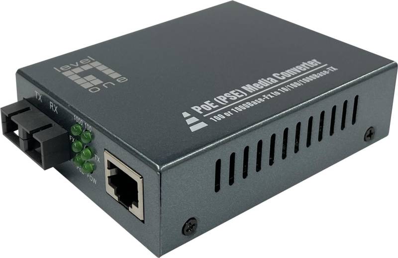 LevelOne Gigabit RJ45 zu SC Mediakonverter - PoE PSE - Single-Mode Glasfaser - 20km - 1000 Mbit/s - IEEE 802.3 - IEEE 802.3ab - IEEE 802.3af - IEEE 802.3at - IEEE 802.3u - IEEE 802.3x - IEEE 802.3z - 10,100,1000 Mbit/s - 10BASE-T - 100BASE-T - 1000BASE-T - Voll - Halb - SC (GVT-2014) von LevelOne