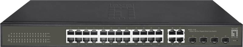 LevelOne Hilbert 28-Port Gigabit Smart Lite Switch - 24 x Gigabit RJ45 - 4 x Gigabit SFP/RJ45 Combo (GES-2128) von LevelOne