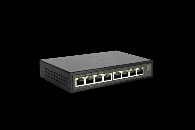 LevelOne Hilbert 8-Port Gigabit PoE Smart Lite Switch - 802.3at/af PoE - 8 PoE Ausgänge - 112.8W PoE-Leistungsbudget (GES-2108P) von LevelOne
