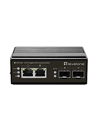 LevelOne IGP-0431 Netzwerk-Switch Gigabit Ethernet (10/100/1000) Power Over Ethernet (PoE)/4 Port Gigabit PoE DIN-Rail,-40°C to 75°C/schwarz von LevelOne