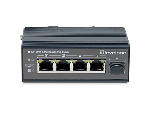 LevelOne IGP-0501/5-Port Gigabit Industrial Switch/DIN-Schiene/ -30°C to 65°C/schwarz von LevelOne
