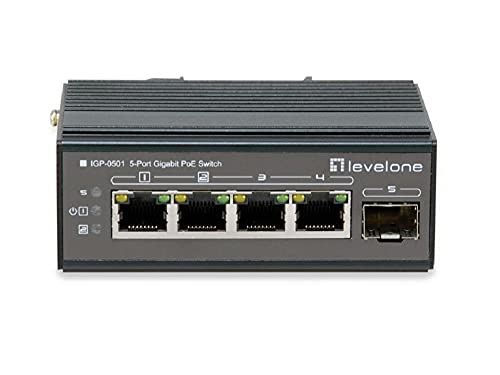 LevelOne IGU-0501 Netzwerk-Switch/ 5Port Gigabit PoE DIN-Rail,-30°C to 65°C/Gigabit Ethernet (10/100/1000) Power Over Ethernet (PoE)/schwarz von LevelOne