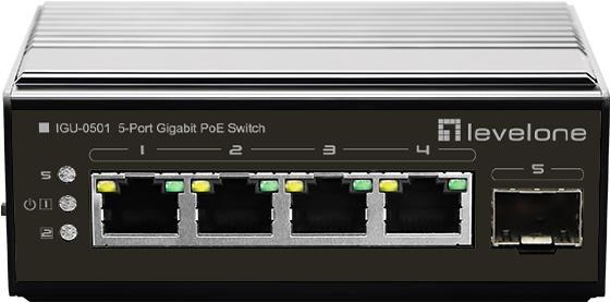 LevelOne IGU-0501 Netzwerk-Switch Gigabit Ethernet (10/100/1000) Power over Ethernet (PoE) Schwarz (IGU-0501) von LevelOne