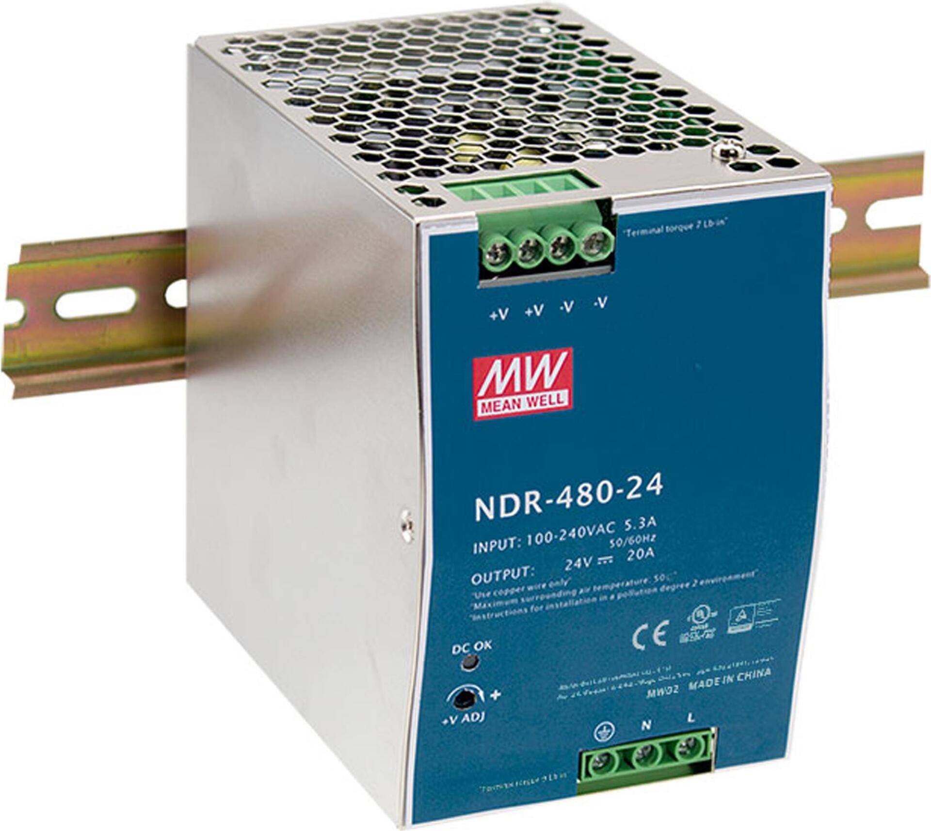 LevelOne POW-4861 - Stromversorgung (DIN-Schienenmontage möglich) - AC 90 - 264 / DC 127 - 370 V - 480 Watt von LevelOne