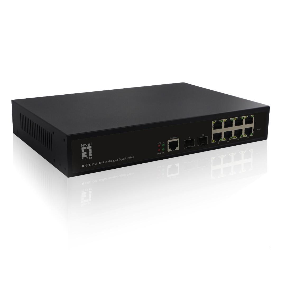 LevelOne Switch 10 Gigabit Ethernet-Ports mit 8 Gigabit-Ports, 2 Gigabit SFP ... von LevelOne