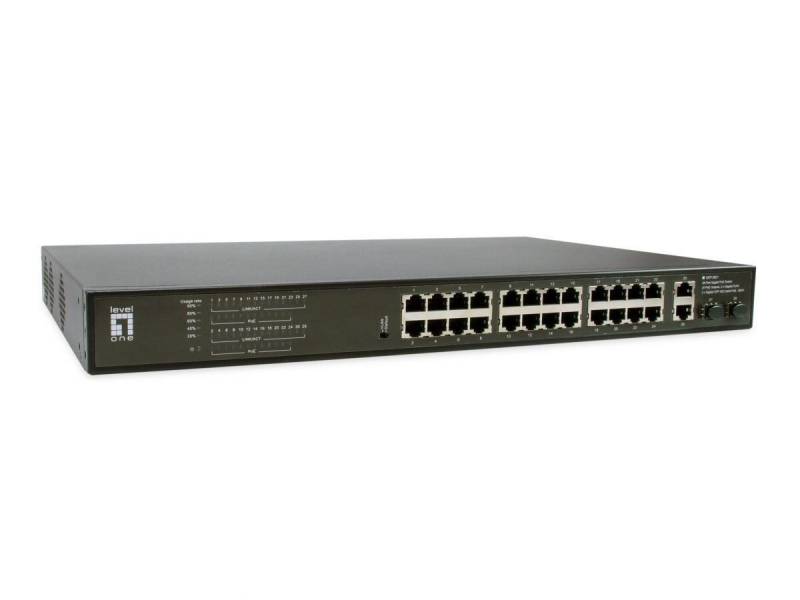 LevelOne Switch 28 Gigabit Ethernet-Ports mit 24 PoE-Ports 390W, 2 Gigabit SF... von LevelOne