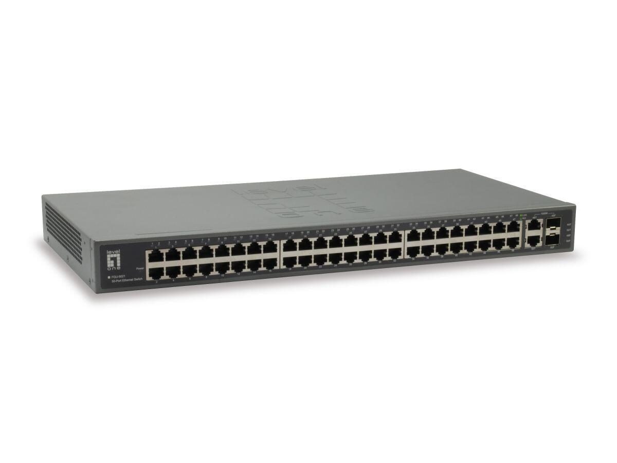 LevelOne Switch 48 Fast Ethernet-Port + 2 Gigabit-Ports SFP/RJ45 unmanaged (F... von LevelOne