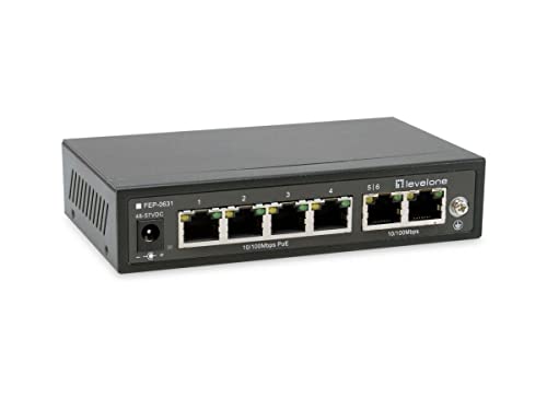 LevelOne Switch FEP-0631/ 6-Port Fast Ethernet/ 4-Port PoE, 802.3af/at/2050M/ PoE Auto Checking/ schwarz LevelOne Switch FEP-0631/ 6-Port Fast Ethernet/ 4-Port PoE, 802.3af/at/2050M/ PoE Auto Checking/ schwarz von LevelOne