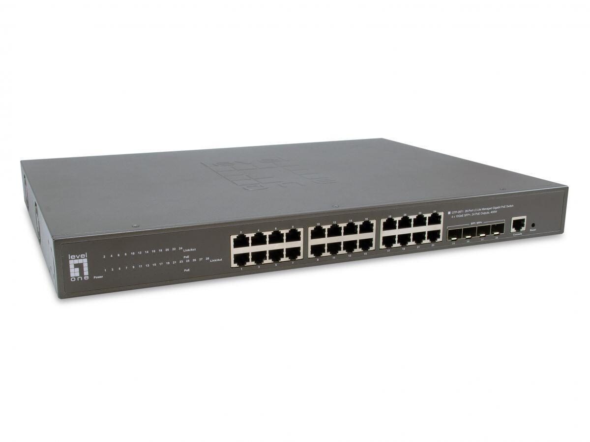 LevelOne Switch Kilby 28 Gigabit Ethernet-Ports mit 24 PoE-Ports 400W, 4 10Gb... von LevelOne