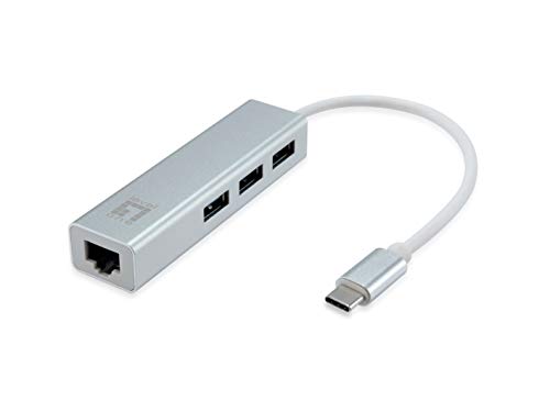 LevelOne USB-0504 Gigabit USB-C Netzwerkadapter mit USB Hub USB-C -> RJ45 10/100/1000,3 x USB 3.0, 0,15m von LevelOne