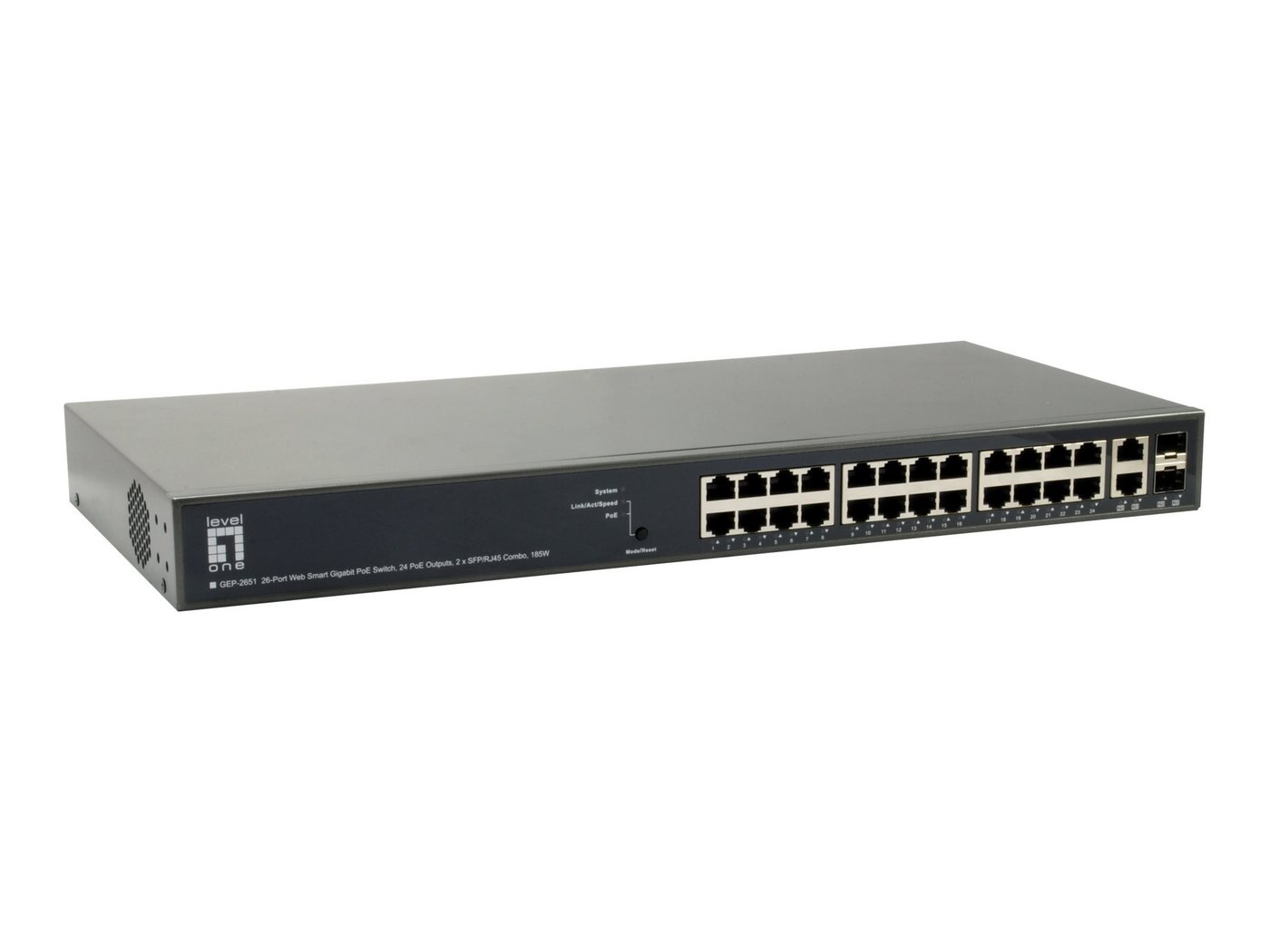 Levelone LEVEL ONE LevelOne 26-Port Web Smart Gigabit PoE Switch,24 PoE Outputs Netzwerk-Switch Levelone LEVEL ONE LevelOne 26-Port Web Smart Gigabit PoE Switch,24 PoE Outputs Netzwerk-Switch von Levelone