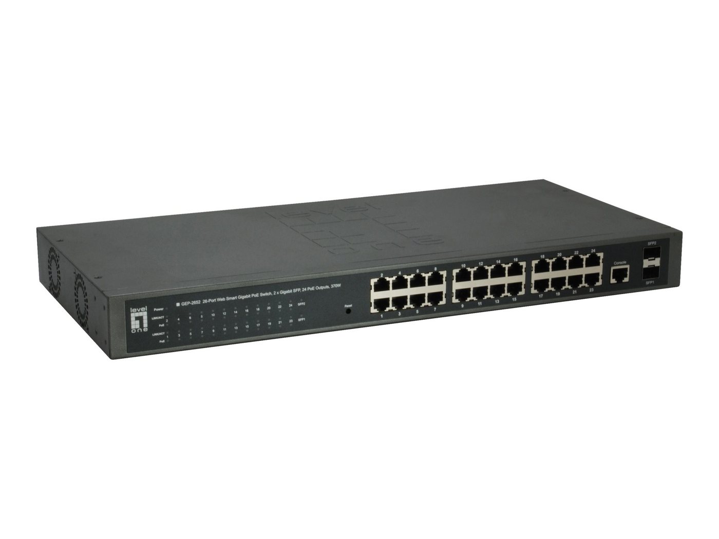 Levelone LEVEL ONE LevelOne Switch 24x GE GEP-2651 2xGSFP 370W 24xPoE+ Netzwerk-Switch von Levelone