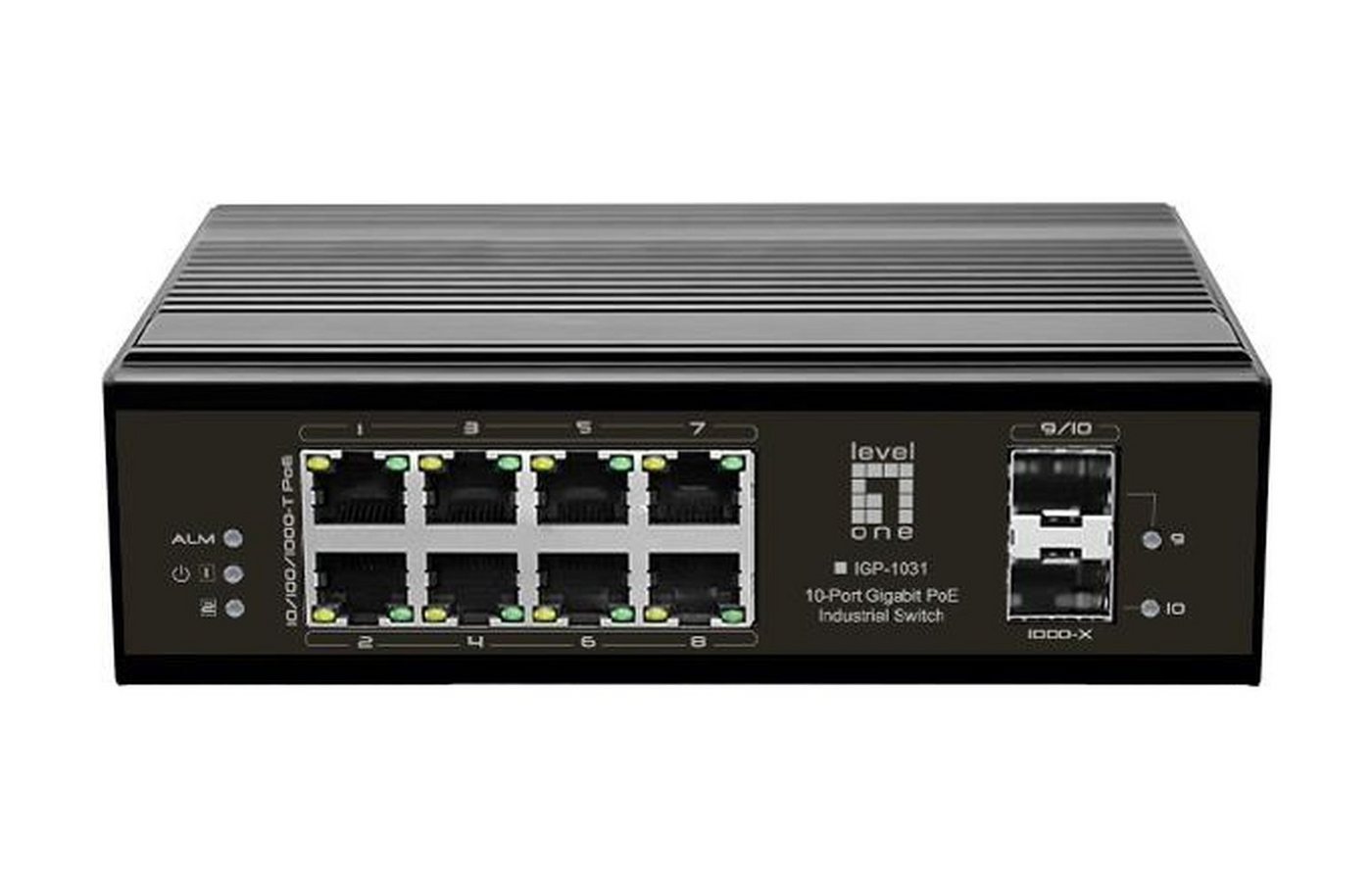 Levelone LEVELONE Switch 10Port Gigabit PoE DIN-Rail,-40°C to 75°C Netzwerk-Switch von Levelone