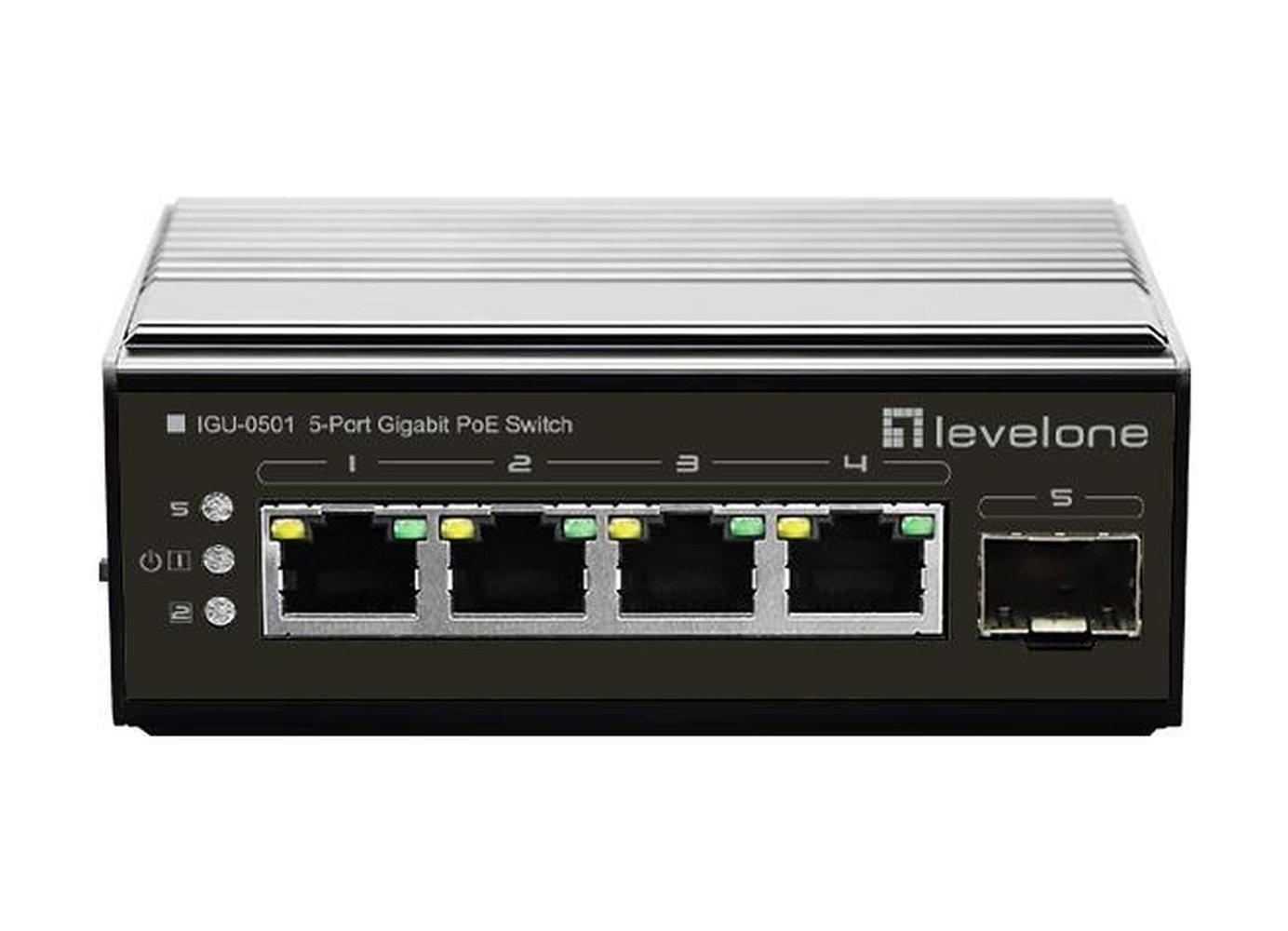 Levelone LEVELONE Switch 5Port Gigabit PoE DIN-Rail,-30°C to 65°C Netzwerk-Switch von Levelone