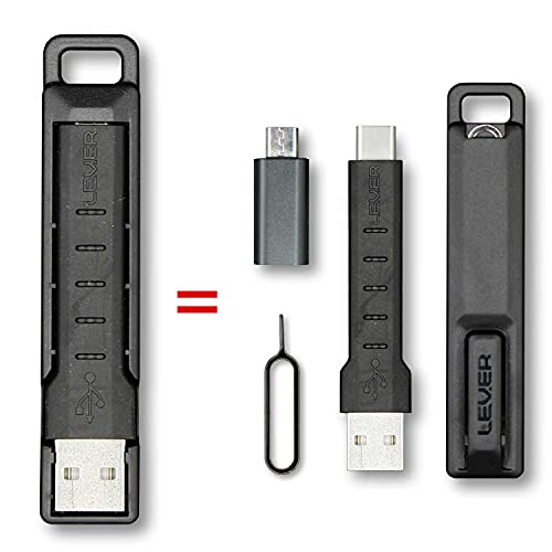 Lever Gear CableKit – 2-in-1 Schlüsselanhänger USB-Lade- und Datenkabel USB A auf USB-C Kabel plus Micro USB Adapter Inklusive Schlüsselring-Tragetasche und SIM-Kartenwerkzeug (Micro-B Adapter Lever Gear CableKit – 2-in-1 Schlüsselanhänger USB-Lade- und Datenkabel USB A auf USB-C Kabel plus Micro USB Adapter Inklusive Schlüsselring-Tragetasche und SIM-Kartenwerkzeug (Micro-B Adapter von Lever Gear