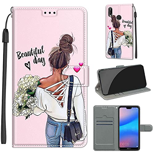 LeviDo Kompatibel für Huawei P20 Lite 2018 Hülle Silikon Lustig Muster Motiv PU Leder Kartenfach Klappbar Magnetisch Flip Hüllen 360 Grad Case Brieftasche Wallet Handyhülle Stoßfest Cover, mädchen LeviDo Kompatibel für Huawei P20 Lite 2018 Hülle Silikon Lustig Muster Motiv PU Leder Kartenfach Klappbar Magnetisch Flip Hüllen 360 Grad Case Brieftasche Wallet Handyhülle Stoßfest Cover, mädchen von LeviDo-EU