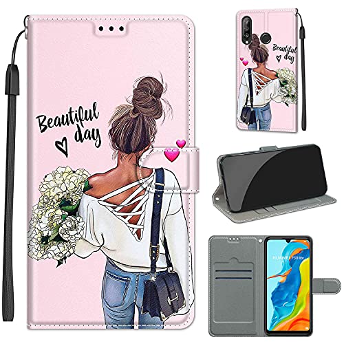 LeviDo Kompatibel für Huawei P30 Lite Hülle Silikon Lustig Muster Motiv PU Leder Kartenfach Klappbar Magnetisch Flip Hüllen 360 Grad Case Brieftasche Wallet Handyhülle Stoßfest Cover, mädchen LeviDo Kompatibel für Huawei P30 Lite Hülle Silikon Lustig Muster Motiv PU Leder Kartenfach Klappbar Magnetisch Flip Hüllen 360 Grad Case Brieftasche Wallet Handyhülle Stoßfest Cover, mädchen von LeviDo-EU