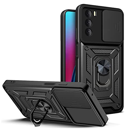 LeviDo Kompatibel für Huawei P30 Lite Hülle Silikon mit Slide Kameraschutz Cover Hüllen Case mit Ring Ständer Halter Handyhalterung Auto Magnet Handyhülle Stoßfest Cover, Schwarz von LeviDo-EU