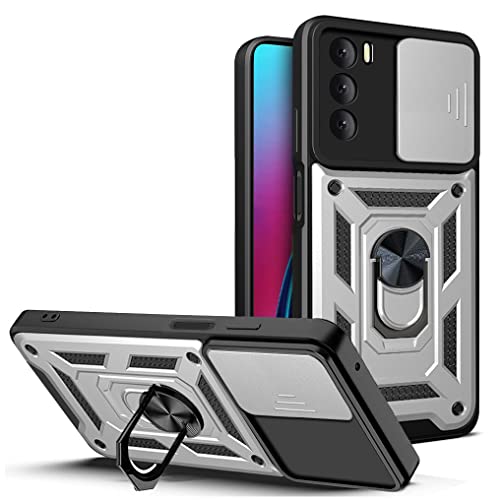 LeviDo Kompatibel für Huawei P30 Lite Hülle Silikon mit Slide Kameraschutz Cover Hüllen Case mit Ring Ständer Halter Handyhalterung Auto Magnet Handyhülle Stoßfest Cover, Silber von LeviDo-EU