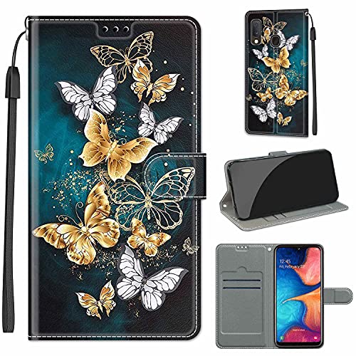 LeviDo Kompatibel für Samsung Galaxy A20e 2019 Hülle Silikon Muster Motiv PU Leder Kartenfach Klappbar Magnetisch Hüllen 360 Grad Case Brieftasche Wallet Handyhülle Stoßfest Cover, Schmetterling 2 LeviDo Kompatibel für Samsung Galaxy A20e 2019 Hülle Silikon Muster Motiv PU Leder Kartenfach Klappbar Magnetisch Hüllen 360 Grad Case Brieftasche Wallet Handyhülle Stoßfest Cover, Schmetterling 2 von LeviDo-EU