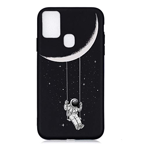 LeviDo Kompatibel für Samsung Galaxy A21s Hülle Silikon Lustig Muster Motiv Case Ultra Dünn Schwarz Hüllen Stoßfest Gummi Bumper Handyhülle Schutzhülle Cover, Astronaut von LeviDo-EU